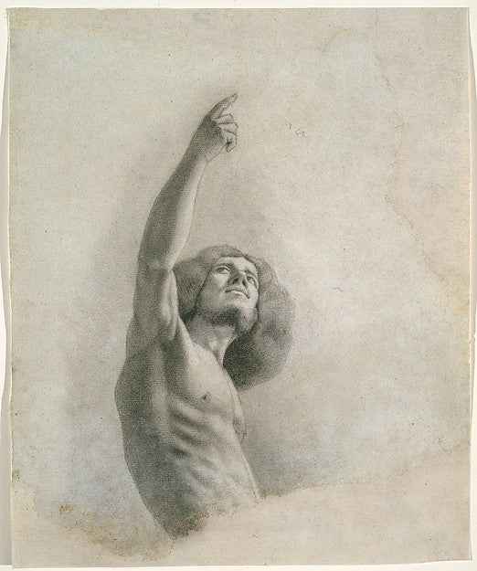 Gustave Courbet:Self-Portrait with Upraised Arm c1840-16x12"(A3) Poster