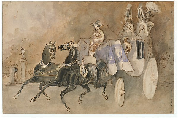 Constantin Guys:A Carriage in London 1848–56-16x12"(A3) Poster