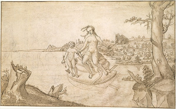 Copy after Hans Brosamer:Venus and Cupid on a Snail 1538-16x12"(A3) Poster