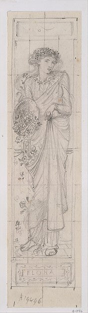 Sir Edward Burne-Jones:Design for the Figure of "Flora" 19th-16x12"(A3) Poster