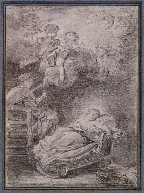 Jean Honoré Fragonard , After Pietro Locatelli - Saint Rita Su, Poster Print Wall Art