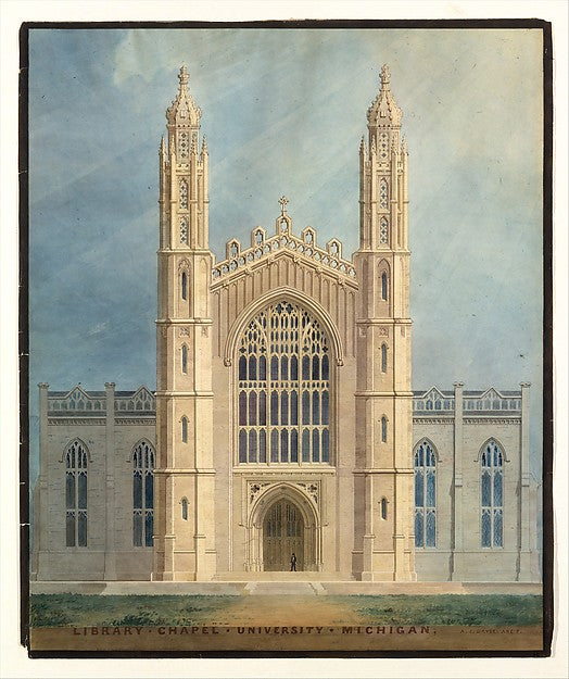Library and Chapel University of Michigan Ann Arbor 1838–39,16x12"(A3) Poster
