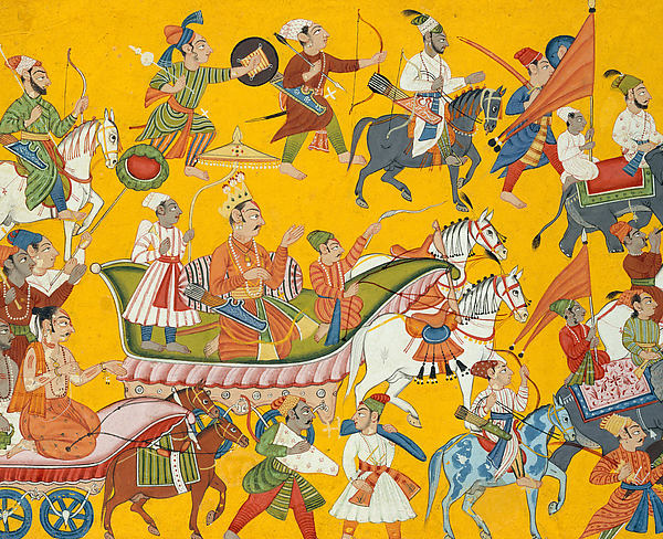 King Dasaratha and His Retinue Proceed to Rama's Wedding - Foli, Poster Print Wall Art