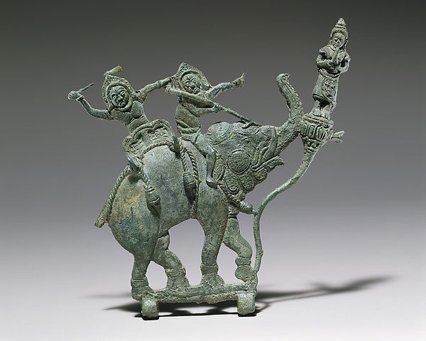 Demons on an Elephant with Adorant late 12th–early 13th cent,Classic Ming China Image, Poster Print Wall Art
