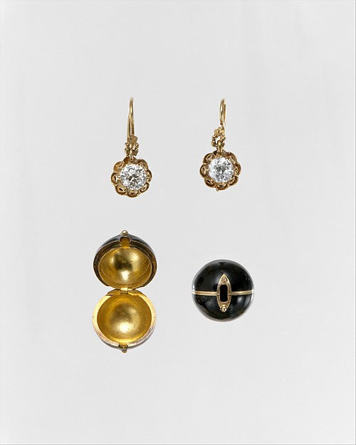 Pair of Earrings with Snap-on Covers c1882–85, Poster Print Wall Art