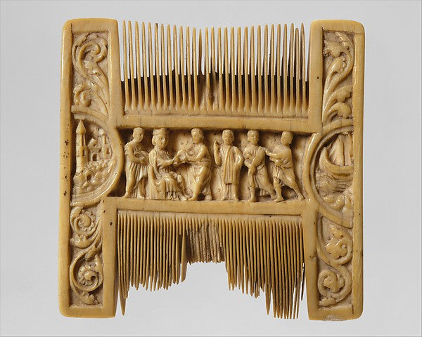 :Double-Sided Ivory Liturgical Comb with Scenes of Henry II -16x12"(A3) Poster