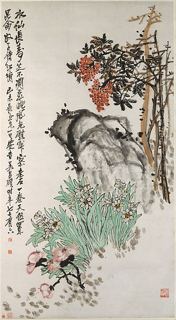 Spring Offerings dated 1919-Wu Changshuo,Classic Ming China Image, Poster Print Wall Art