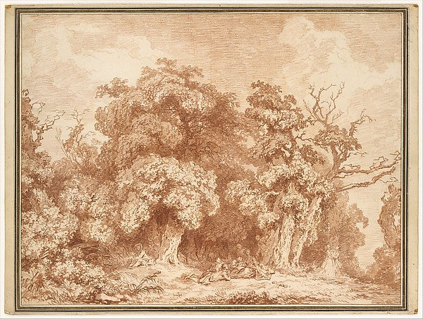 A Gathering at Wood's Edge c1770–73-Jean Honoré Fragonard,16x12"(A3) Poster