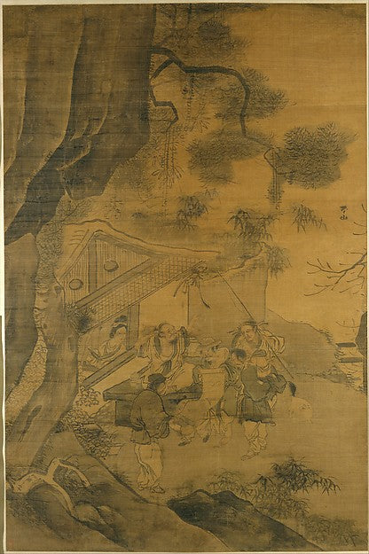Studying a Painting 16th cent-Zhang Lu,Classic Ming China Image, Poster Print Wall Art