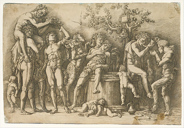 Bacchanal with a Wine Vat c1470–90-Andrea Mantegna, Poster Print Wall Art