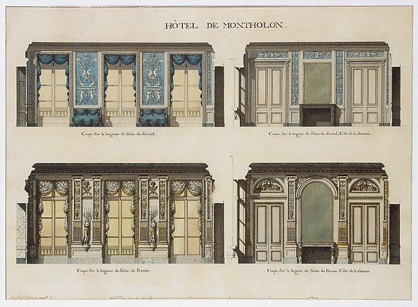 Longitudinal and Cross Sections of the Salons of the Hôtel de,16x12"(A3)Poster