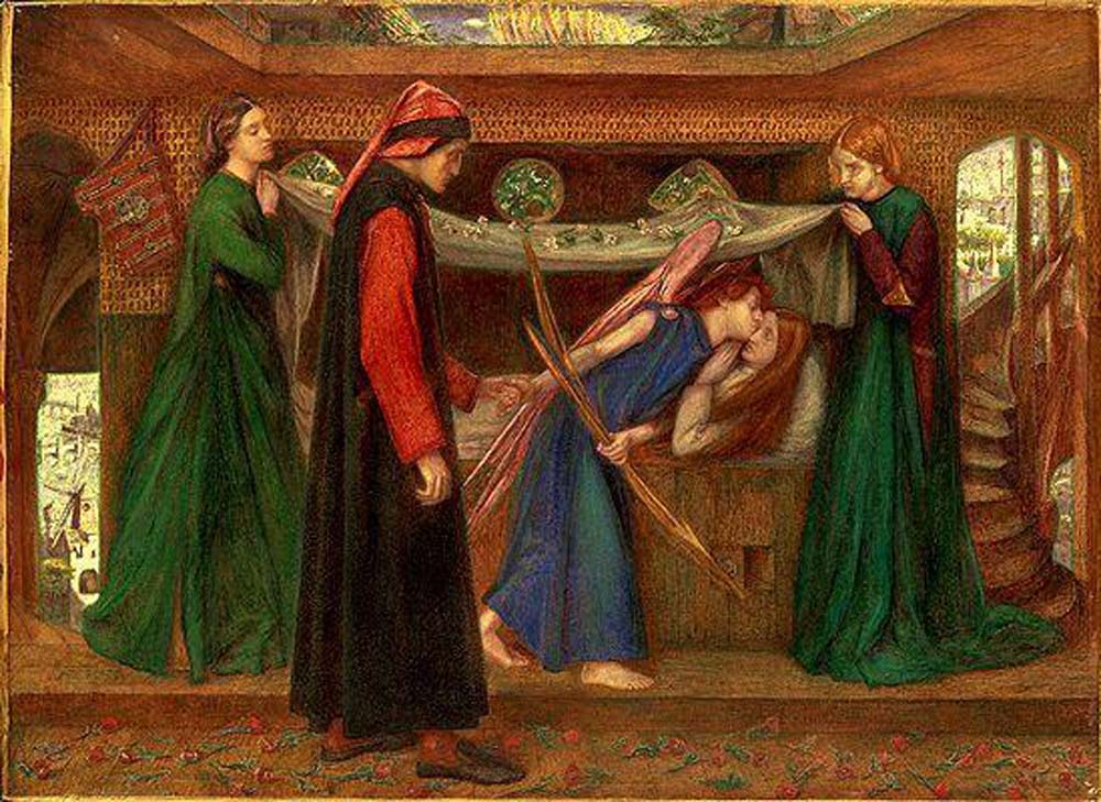 Dante Alighieri series - Dante's Dream at the Time of the Death of Beatrice, 1865 by Dante Gabriel Rossetti, pre-Raphaelite artist, 16x12" (A3) Poster