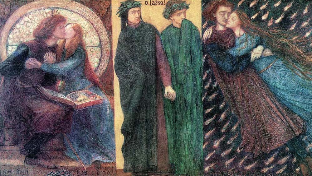 Dante Alighieri series - Paolo And Francesca Da Rimini, 1855 by Dante Gabriel Rossetti, pre-Raphaelite artist, 16x12" (A3) Poster