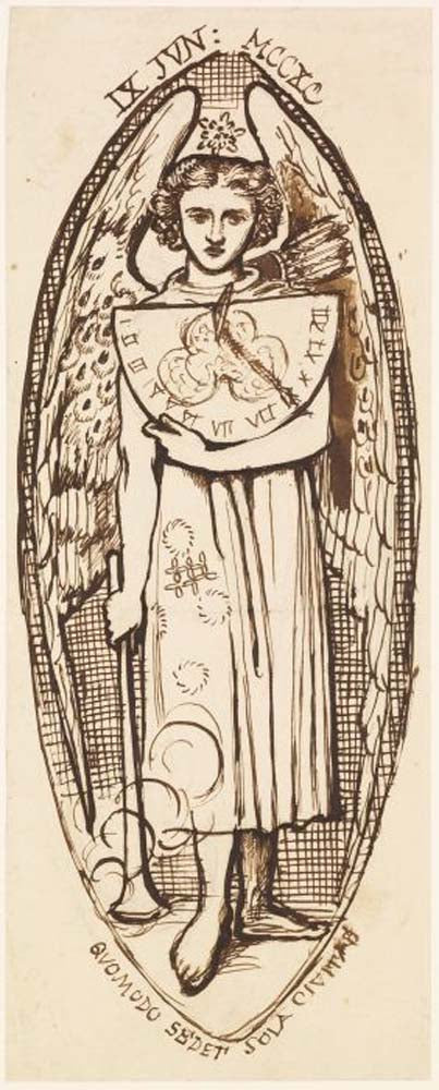 Dantis Amor - Love w Sundial Torch, 1860 by Dante Gabriel Rossetti, English Pre-Raphaelite Painter,12x8"(A4) Poster Print