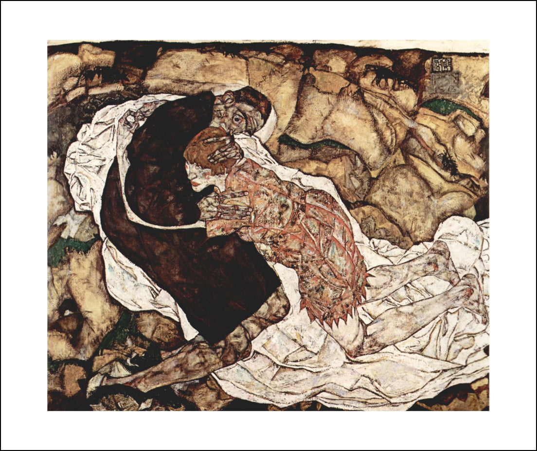 The death and the wife by Egon Schiele, 12x8" (A4) Poster Print