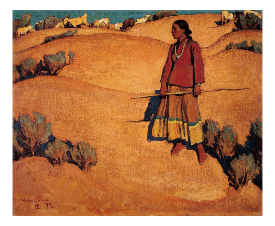 Desert Shepherdess by Maynard Dixon, Classic American Western Art, 16x12" (A3) Poster Print