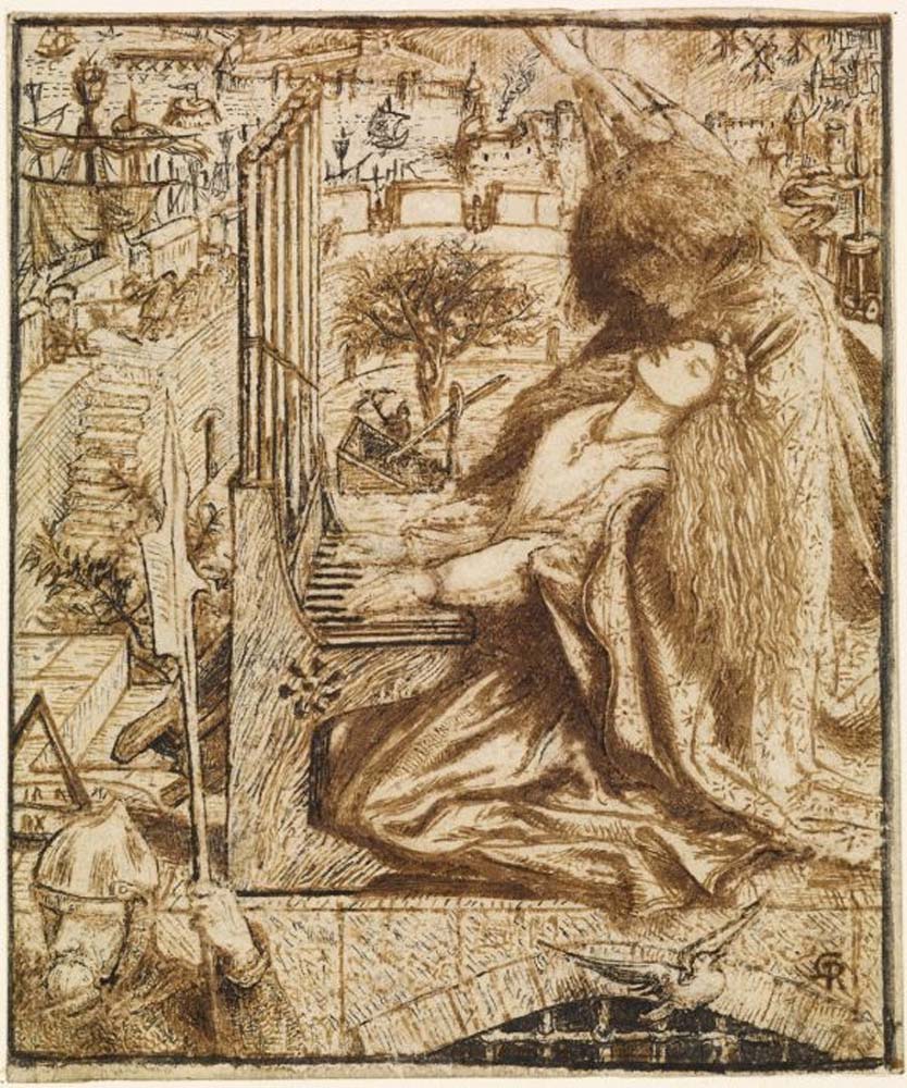 Moxon's Tennyson - Saint Cecilia, 1856-57 by Dante Gabriel Rossetti, English Pre-Raphaelite Painter,12x8"(A4) Poster Print