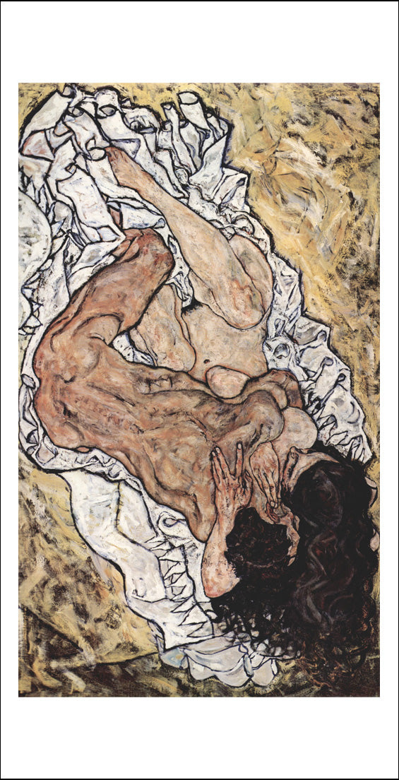 The Hug The Embrace (The Lovers) 1917-2 by Egon Schiele, 12x8" (A4) Poster Print