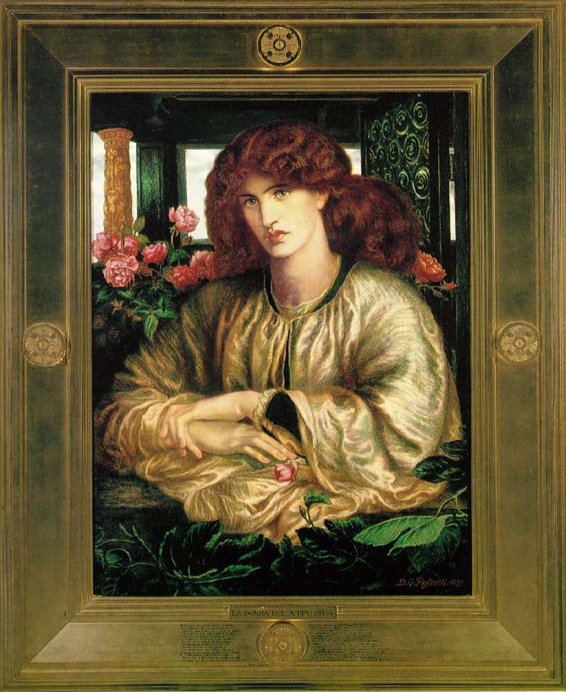 Die edle Frau im Fenster, 1879 by Dante Gabriel Rossetti, pre-Raphaelite artist, 16x12" (A3) Poster