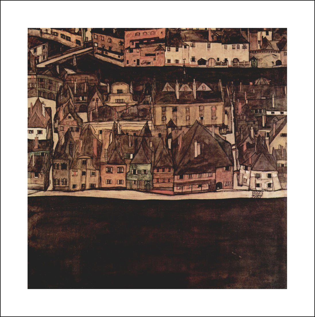 The small town II by Egon Schiele, 12x8" (A4) Poster Print