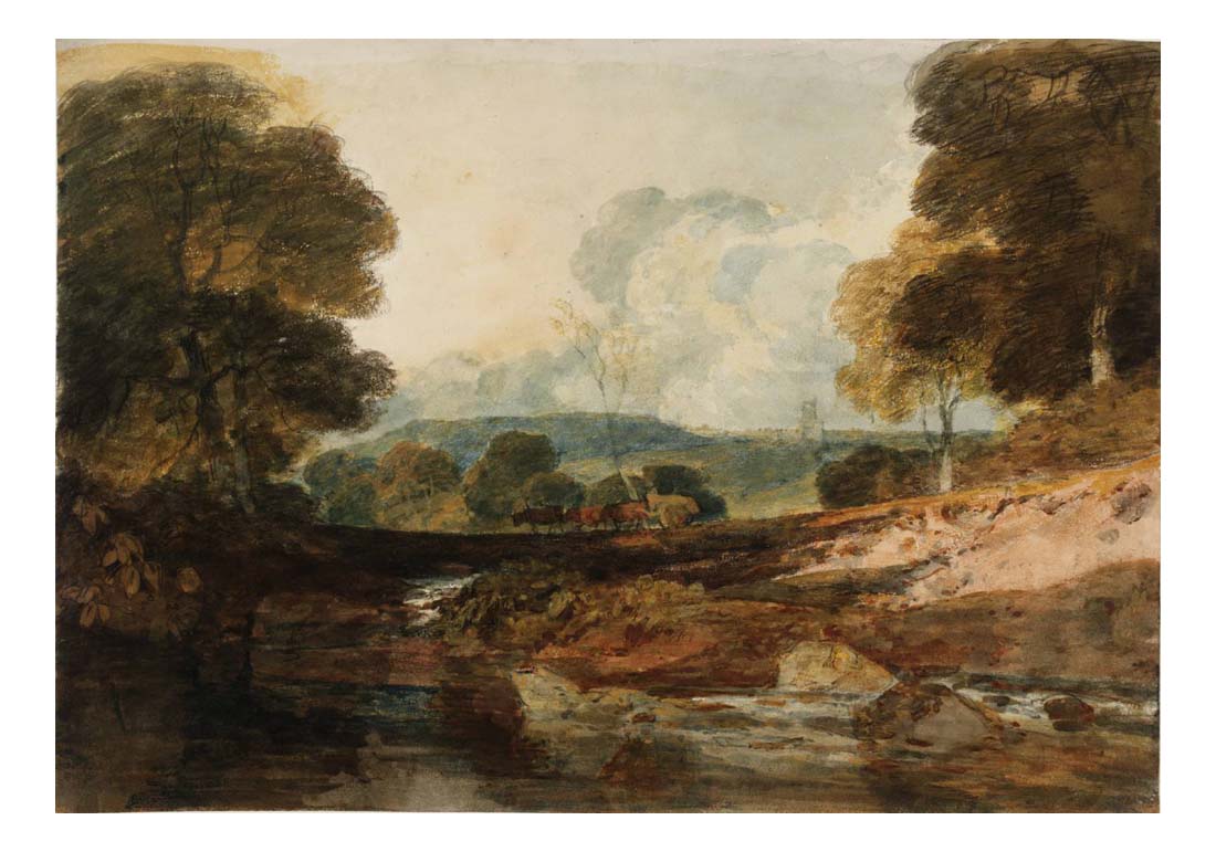 Distant View of Fonthill Abbey from the East, with the Lake in the Foreground and a Team of Oxen, 1799 by John Mallord William Turner RA