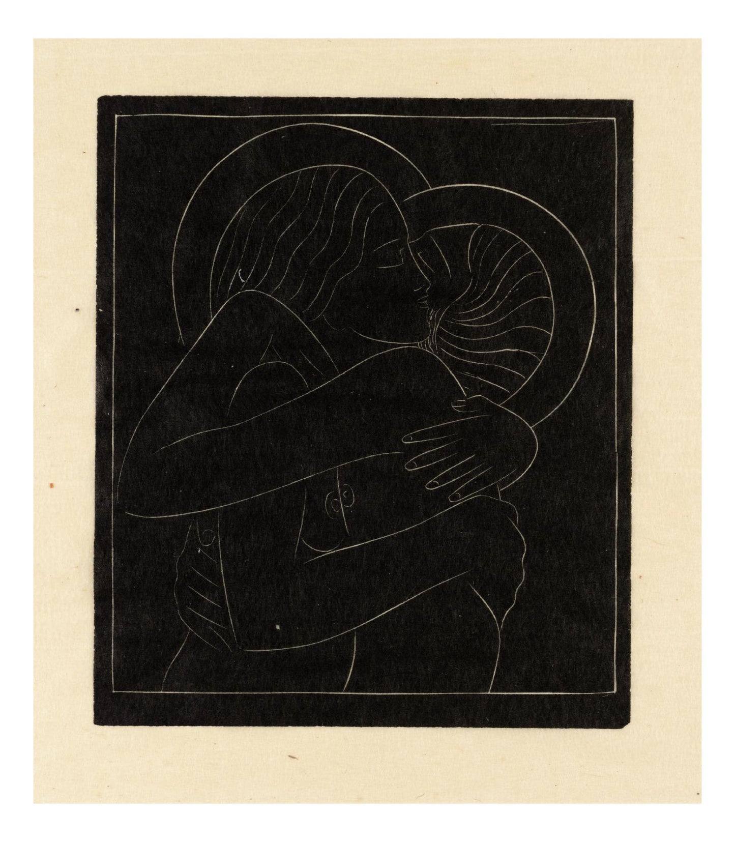 Divine Lovers 1922, vintage art by Eric Gill, 12x8"(A4) Poster Print