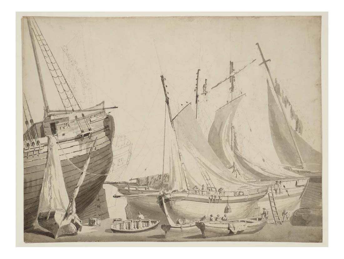 Dover Harbour, Fishing Vessels Drying their Sails, 1795-96 by John Mallord William Turner RA, 12x8"(A4) Poster