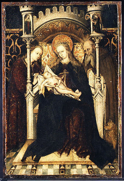 Spanish Painter:Virgin and Child Enthroned with Saints Cathe-16x12"(A3) Poster