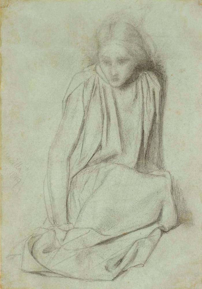 Ecce Ancilla Domini - Female Nude, ca1849 by Dante Gabriel Rossetti, English Pre-Raphaelite Painter,12x8"(A4) Poster Print
