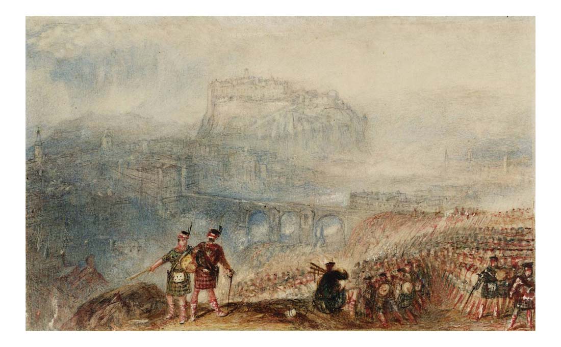 Edinburgh Castle, March of the Highlanders, 1834-35 by John Mallord William Turner RA, 12x8"(A4) Poster