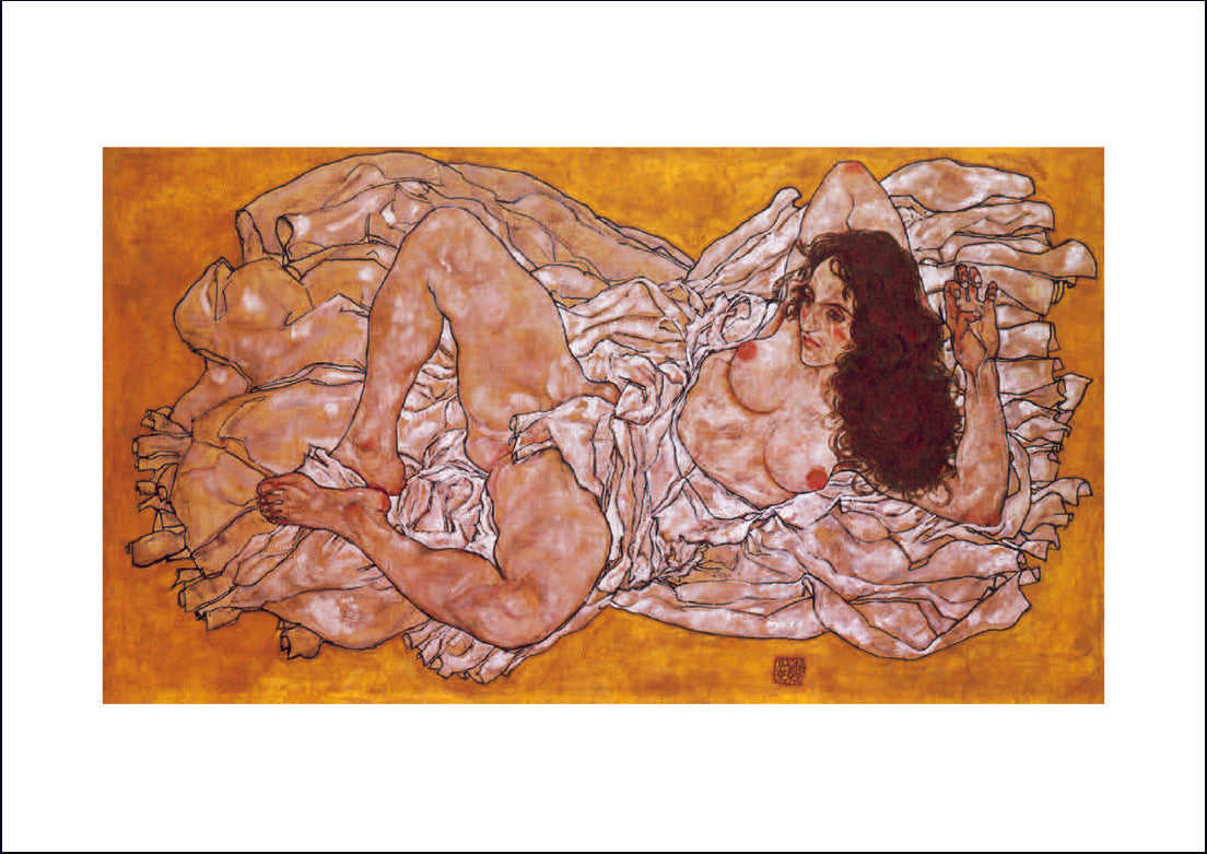 lying female nude by Egon Schiele, 12x8" (A4) Poster Print