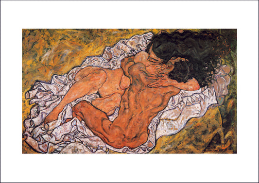 nude couple erotic lovers by Egon Schiele, 12x8" (A4) Poster Print