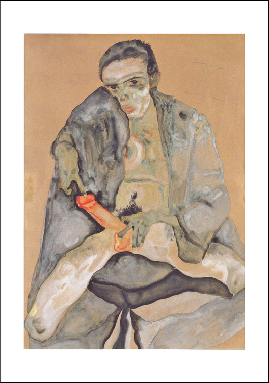 Eros _-_ 1911 Phallus Nude Erotic by Egon Schiele, 12x8" (A4) Poster Print