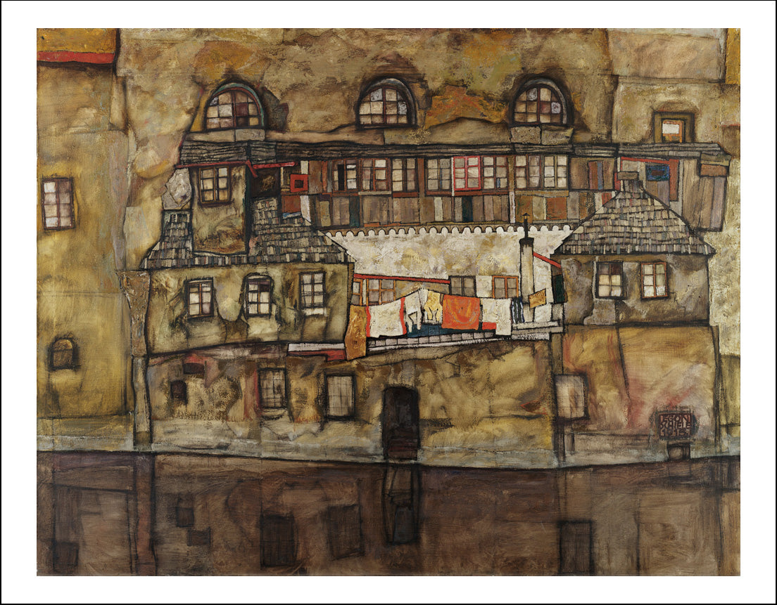 House_Wall_on_the_River _-_  by Egon Schiele, 12x8" (A4) Poster Print