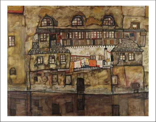 House_Wall_on_the_River _-_  by Egon Schiele, 12x8" (A4) Poster Print