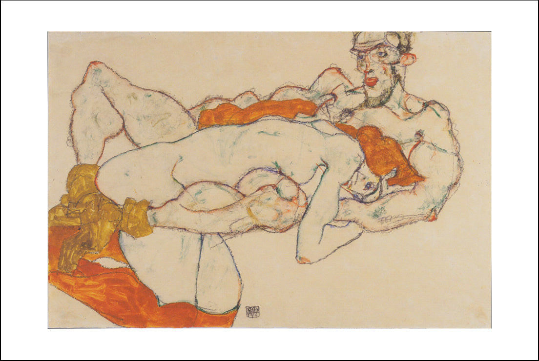 Lovers (Lovers, Graphic Erotic) 1913 by Egon Schiele, 12x8" (A4) Poster Print