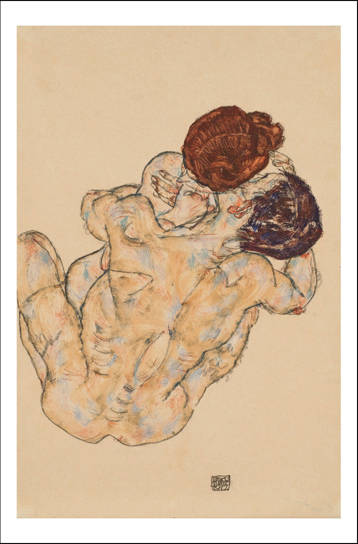 Mann_und_Frau, _Umarmung_ (1917)  by Egon Schiele, 12x8" (A4) Poster Print