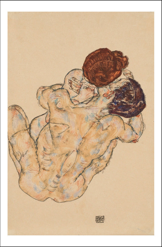 Mann_und_Frau, _Umarmung_ (1917)  by Egon Schiele, 12x8" (A4) Poster Print