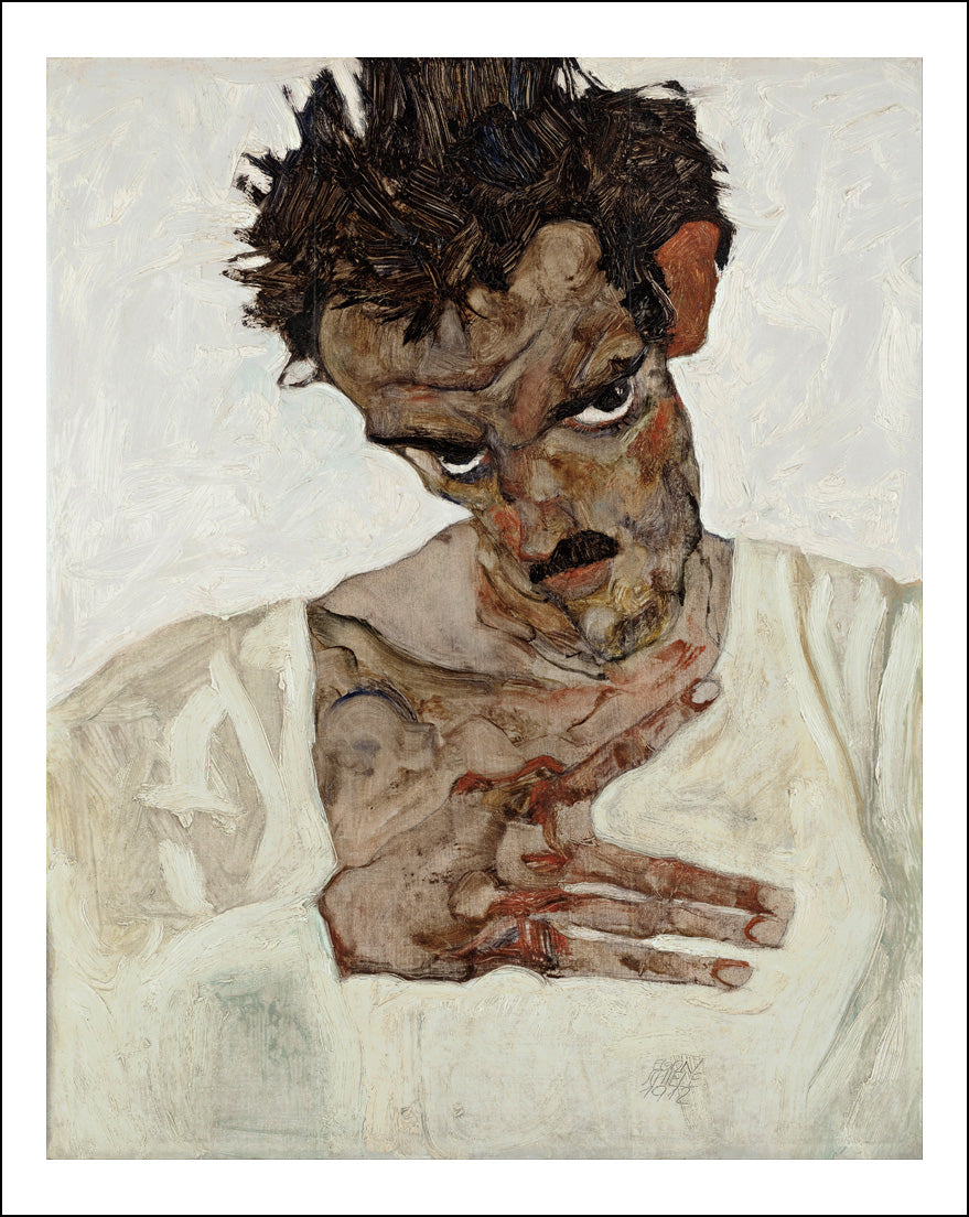 Self-Portrait_with_Lowered_Head _-_  by Egon Schiele, 12x8" (A4) Poster Print.1 by Egon Schiele, 12x8" (A4) Poster Print