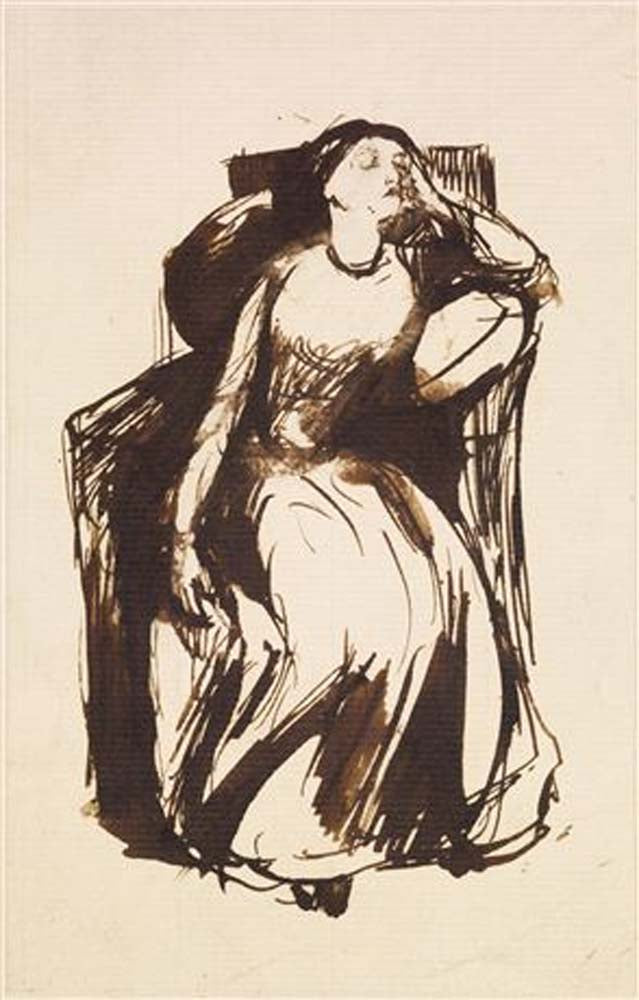 Elizabeth Siddal, ca 1855 by Dante Gabriel Rossetti, English Pre-Raphaelite Painter,16x12"(A3) Poster Print