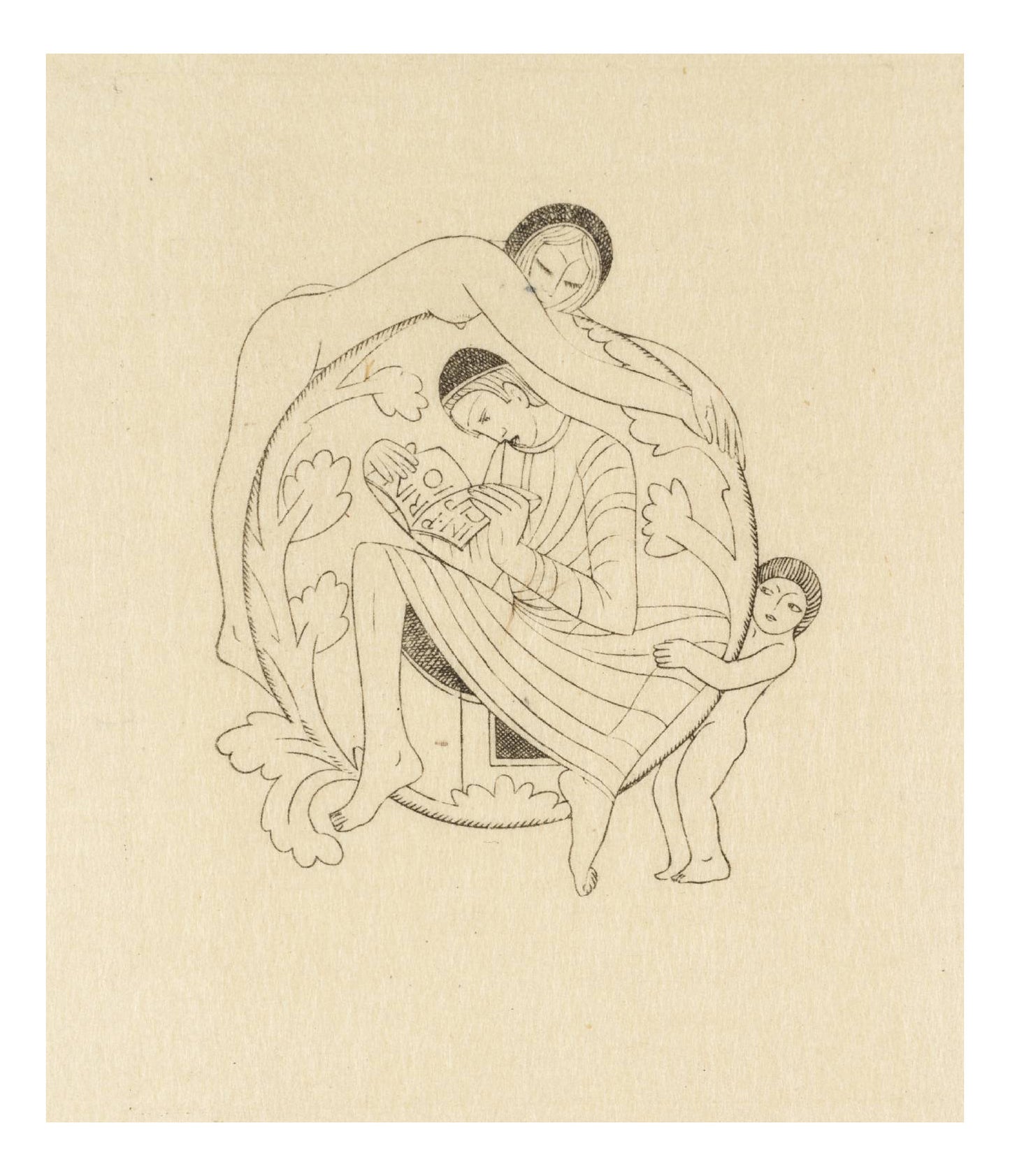 Family Sphere, vintage art by Eric Gill, 12x8"(A4) Poster Print