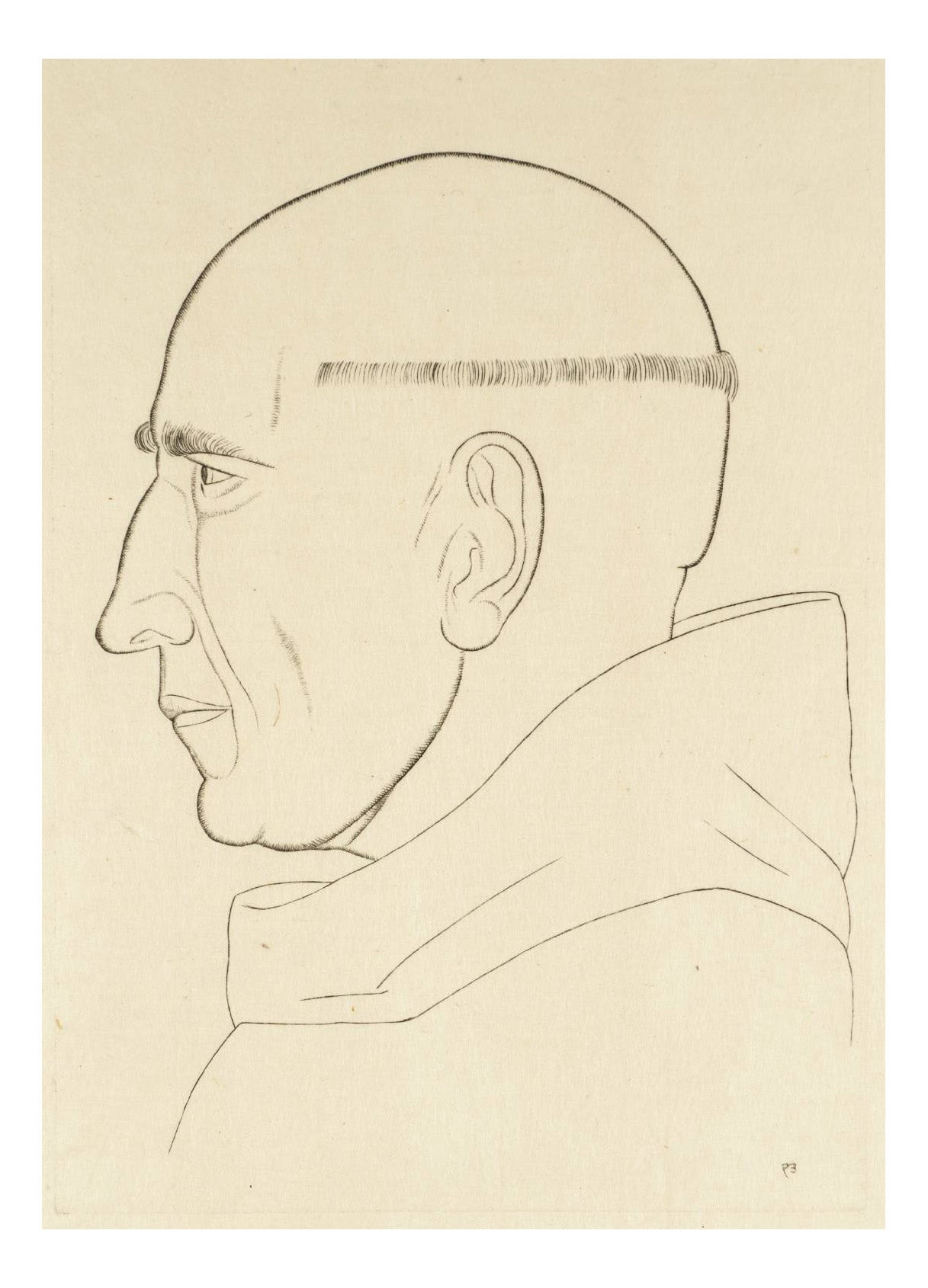 Monk, vintage art by Eric Gill, 12x8"(A4) Poster Print
