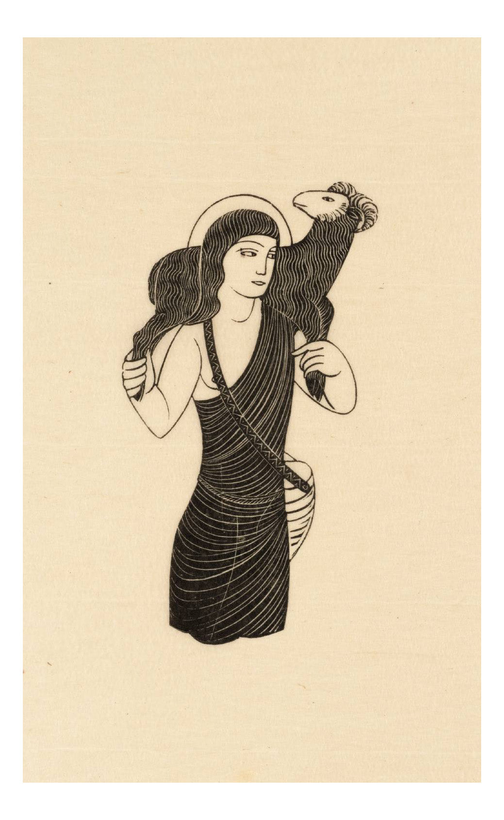 The Good Shepherd, 1927, vintage art by Eric Gill, 16x12"(A3) Poster Print