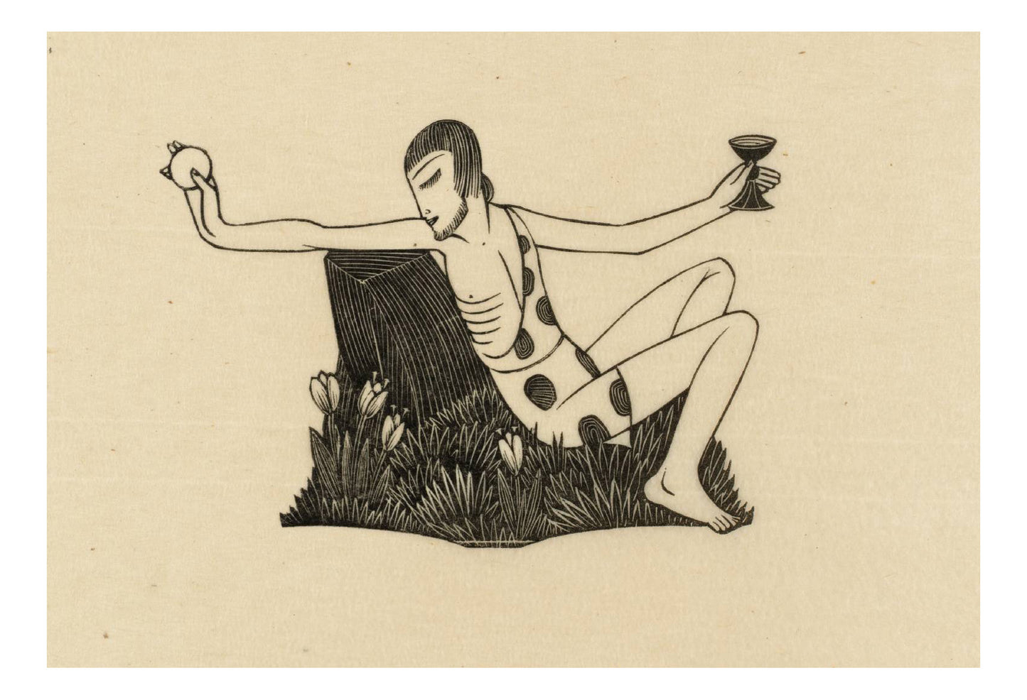 bacchus, vintage art by Eric Gill, 16x12"(A3) Poster Print