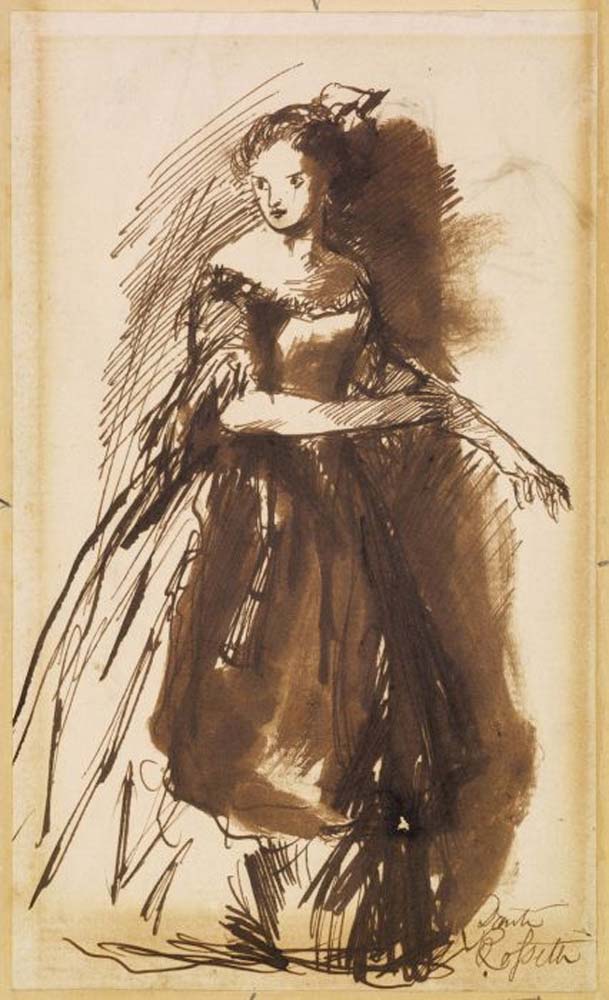 Woman in Evening Dress, ca1852 by Dante Gabriel Rossetti, English Pre-Raphaelite Painter,16x12"(A3) Poster Print