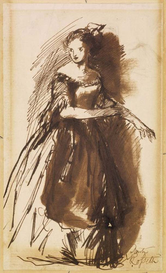 Woman in Evening Dress, ca1852 by Dante Gabriel Rossetti, English Pre-Raphaelite Painter,12x8"(A4) Poster Print