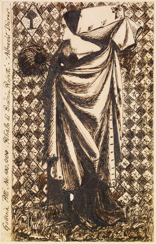 Woman in medieval Costume, ca1855 by Dante Gabriel Rossetti, English Pre-Raphaelite Painter,12x8"(A4) Poster Print