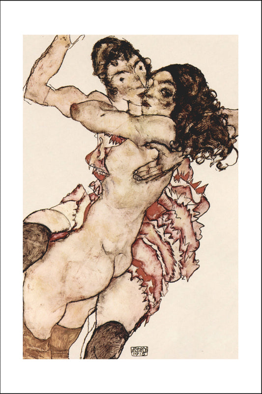 Couple of women (hugging women)  by Egon Schiele, 12x8" (A4) Poster Print