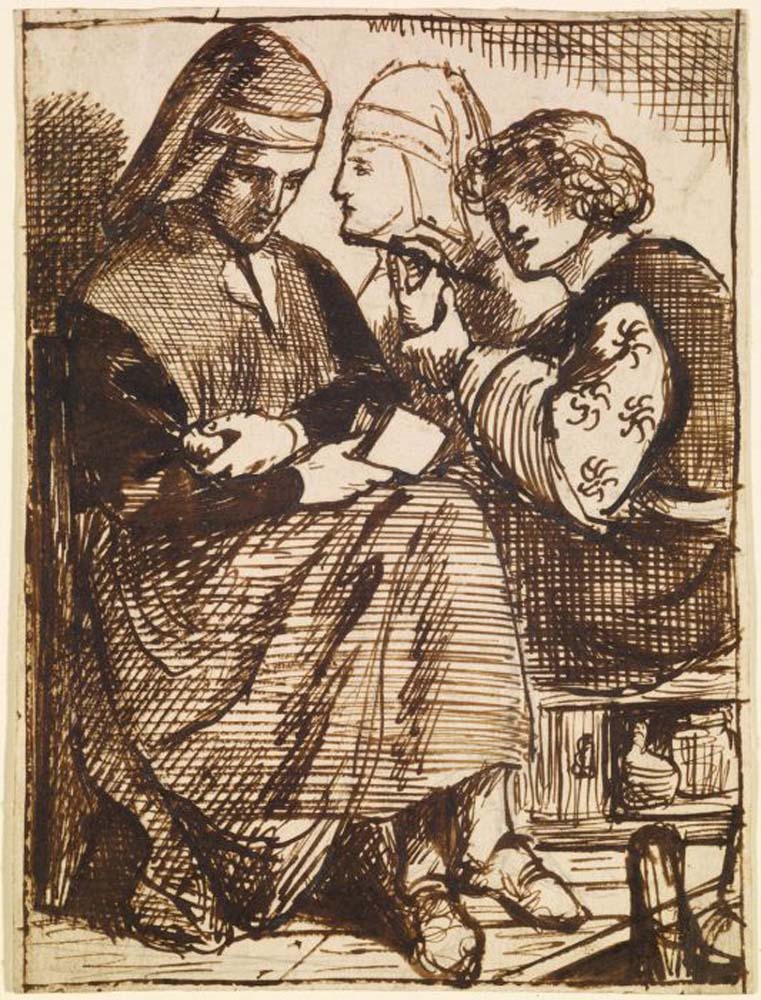 Giotto Dante - Composition,1852 by Dante Gabriel Rossetti, English Pre-Raphaelite Painter,16x12"(A3) Poster Print