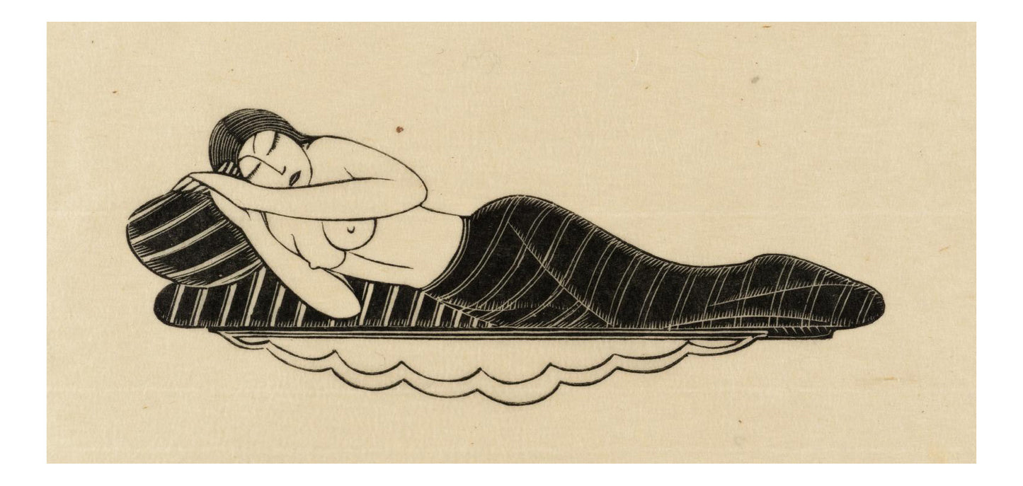 Girl Sleeping 1925, vintage art by Eric Gill, 12x8"(A4) Poster Print